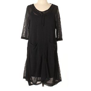 Colletta Black 2 Piece Dress Mesh and Underlay Uneven Hem Size Small NEW